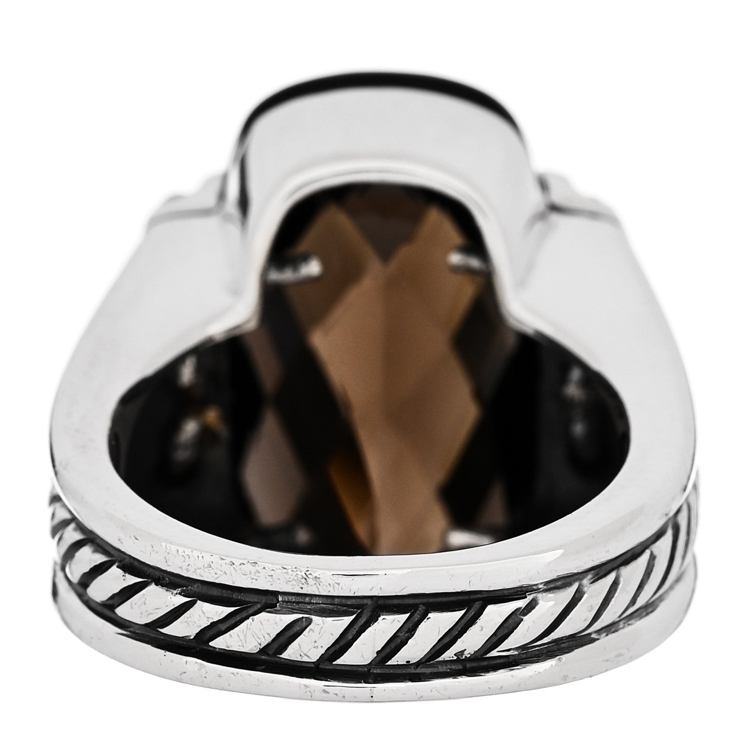 David Yurman Sterling Silver Diamond Smoky Quartz Statement Ring 54 6.75 4 of 5