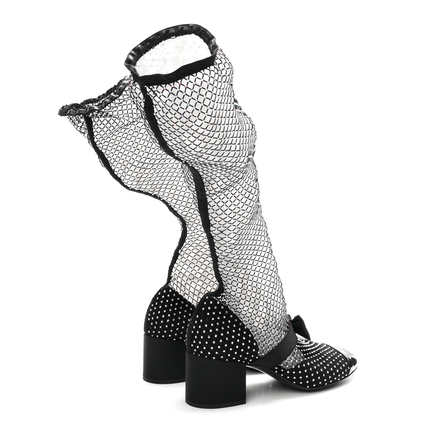 Chanel Mesh Crystal Patent CC Bow High Boots 40 Black 5 of 8