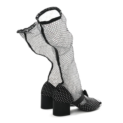 Chanel Mesh Crystal Patent CC Bow High Boots 40 Black 5 of 8