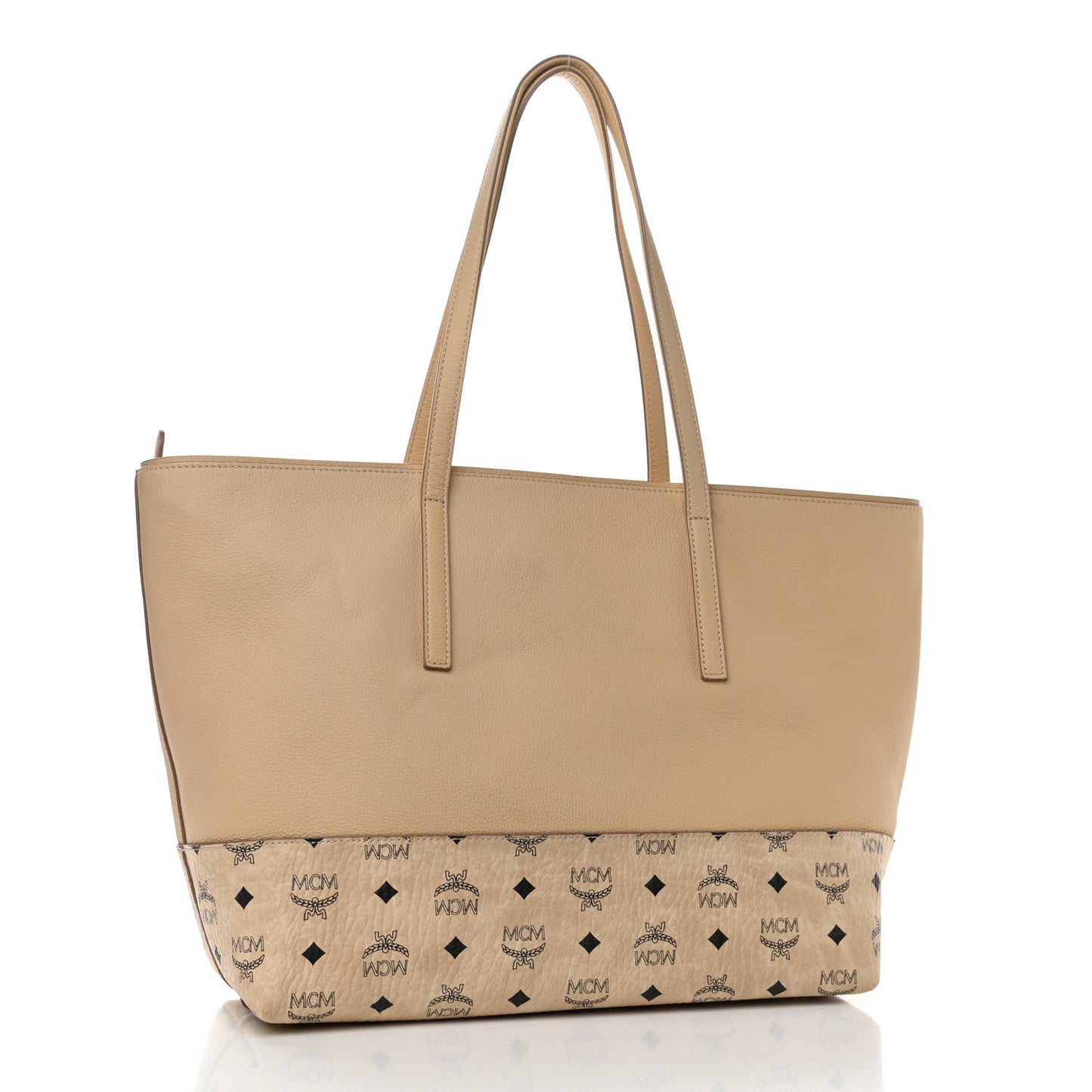 Calfskin Visetos Anya Shopper Tote Beige