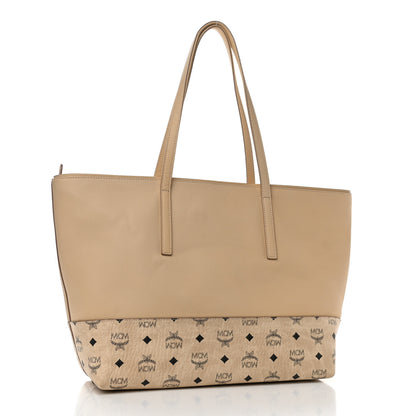 MCM Calfskin Visetos Anya Shopper Tote Beige 3 of 13