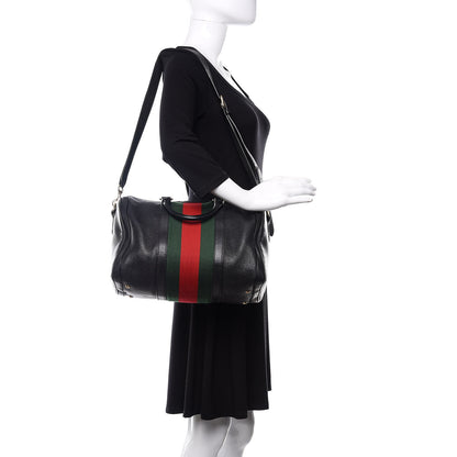 Gucci Calfskin Vintage Web Medium Boston Black 3 of 21