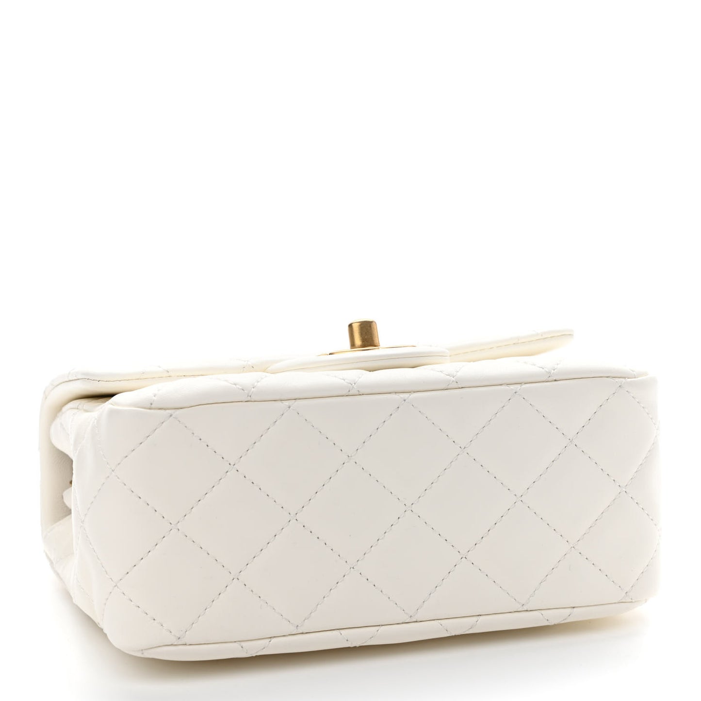 Lambskin Quilted Mini Pearl Crush Flap White