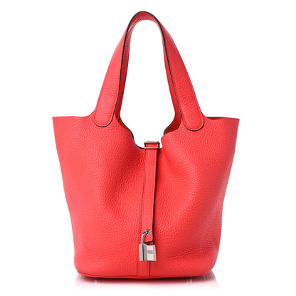 Hermes Taurillon Clemence Picotin Lock 22 MM Rose Texas 1 of 9