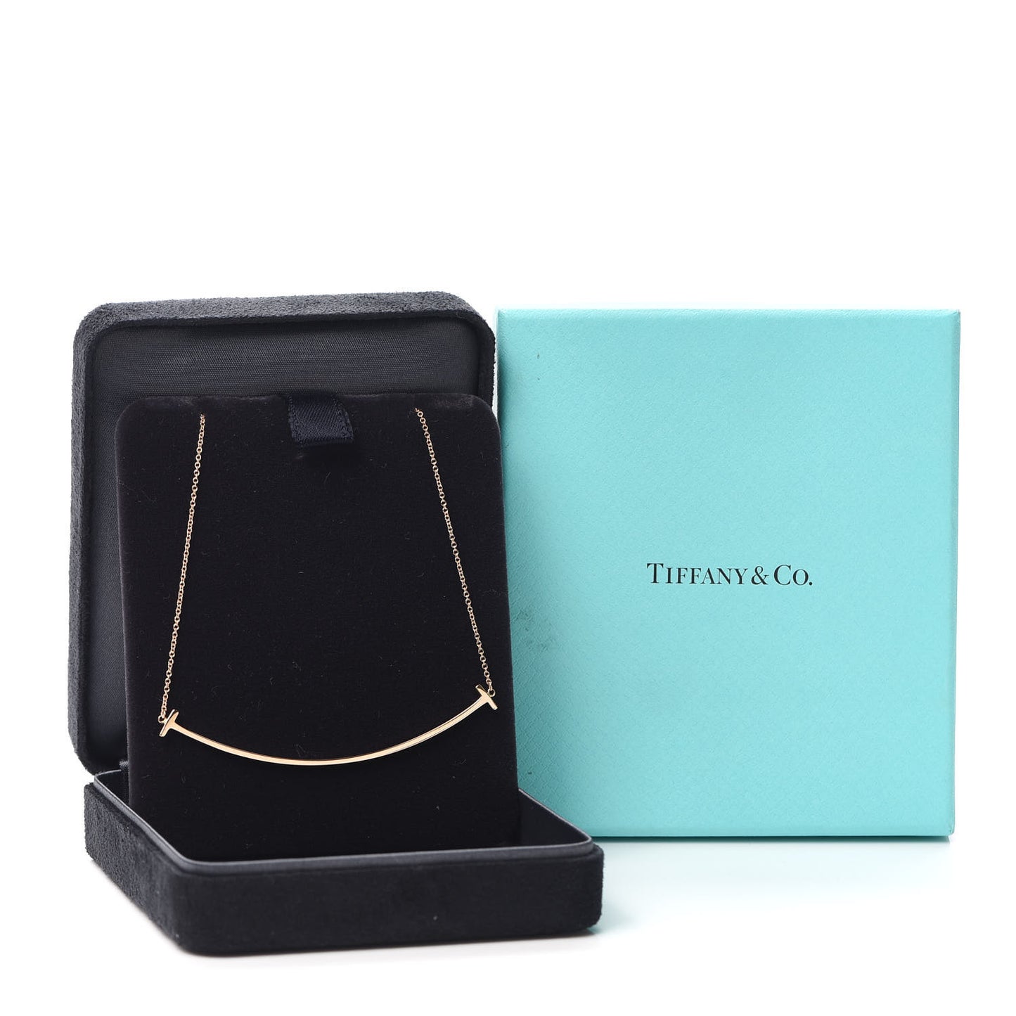 18K Rose Gold Large T Smile Pendant Necklace