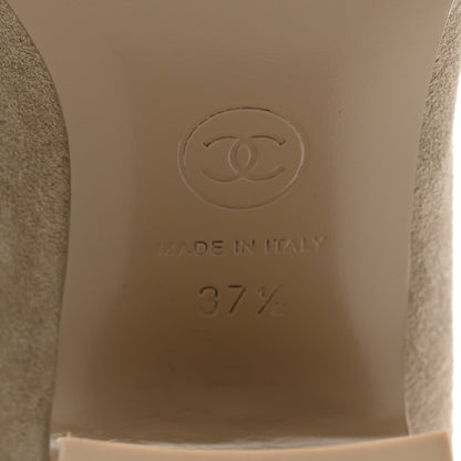 Chanel Suede Calfskin CC Short Boots 37.5 Beige 8 of 12