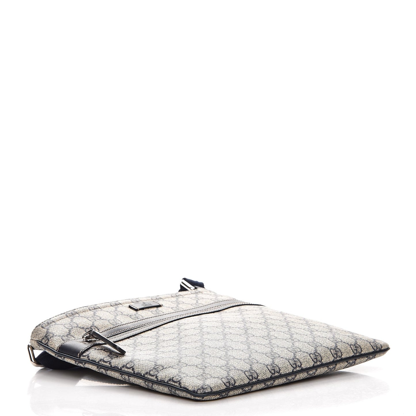 GG Supreme Monogram Small Flat Side Zip Messenger Bag Beige Blue