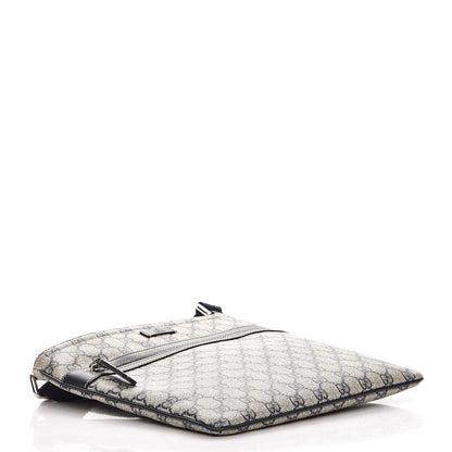 Gucci GG Supreme Monogram Small Flat Side Zip Messenger Bag Beige Blue 4 of 9