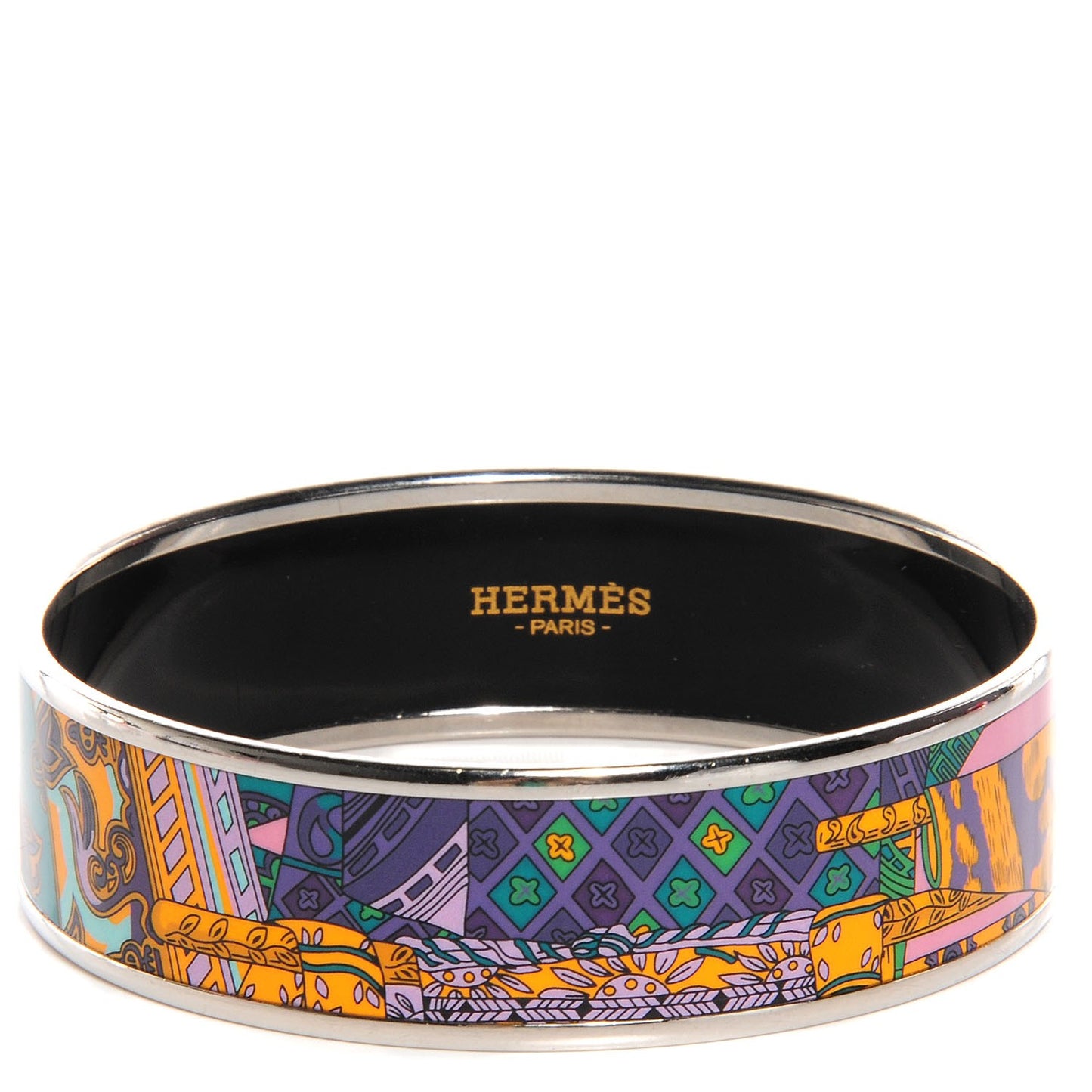 Enamel Printed Voyage en Etoffes Wide Bracelet 70