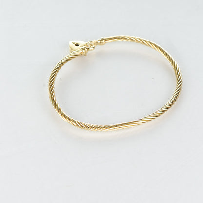 David Yurman 18K Yellow Gold 3mm Cable Collectibles Heart Lock Bracelet 4 of 5