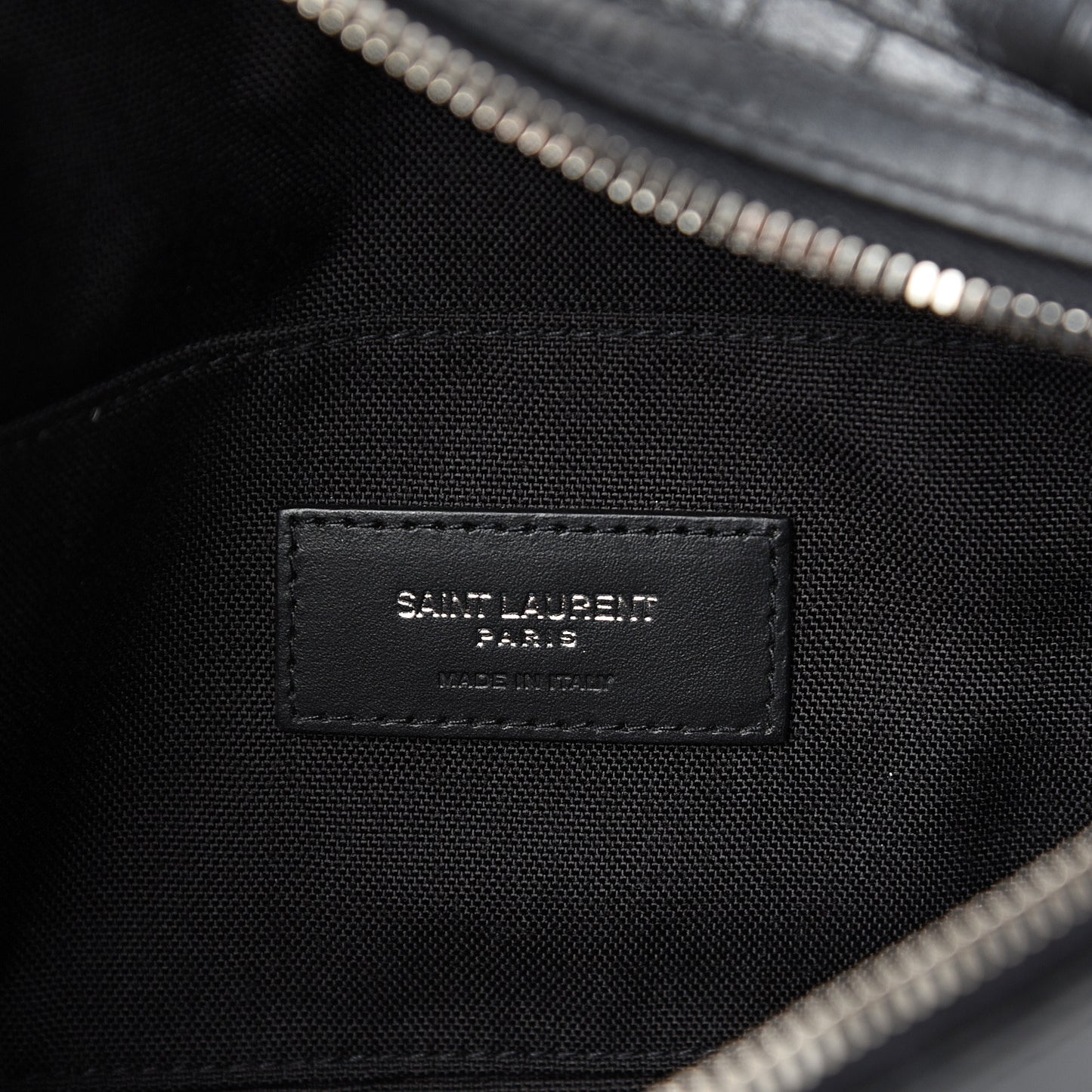 Calfskin Crocodile Embossed City Belt Bag Black