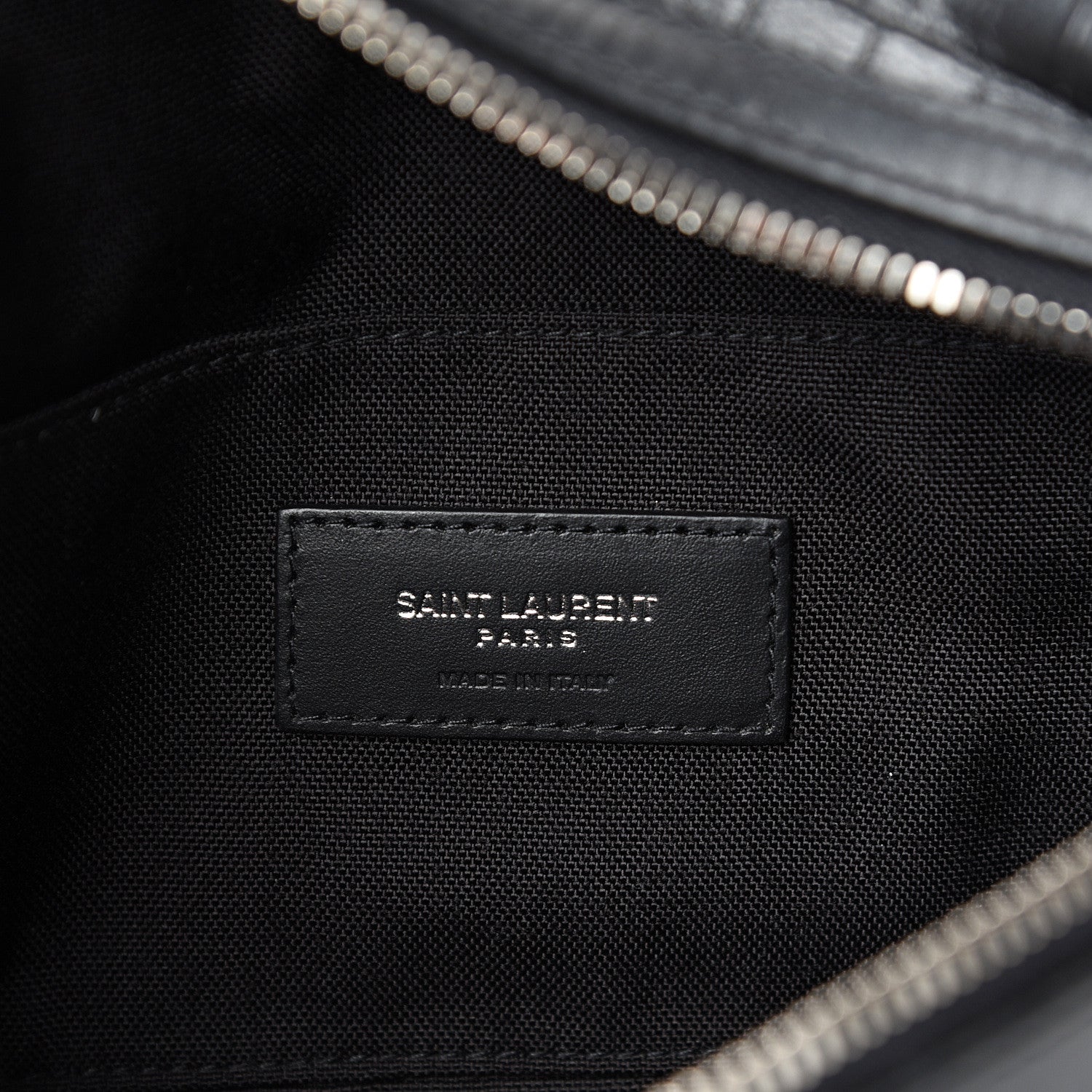 Saint Laurent Calfskin Crocodile Embossed City Belt Bag Black 5 of 10