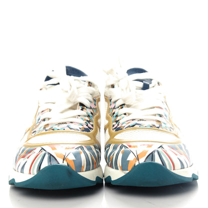 Fendi Mesh Vitello Granite Bird of Paradise FFast Patchwork Sneakers 37.5 White Multi Pavone Lollypop 2 of 11