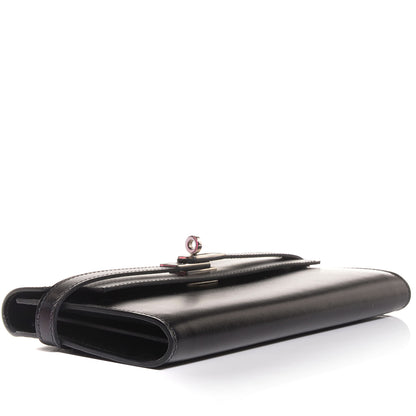 Hermes Guilloche Box Kelly Longue Wallet Black 4 of 15