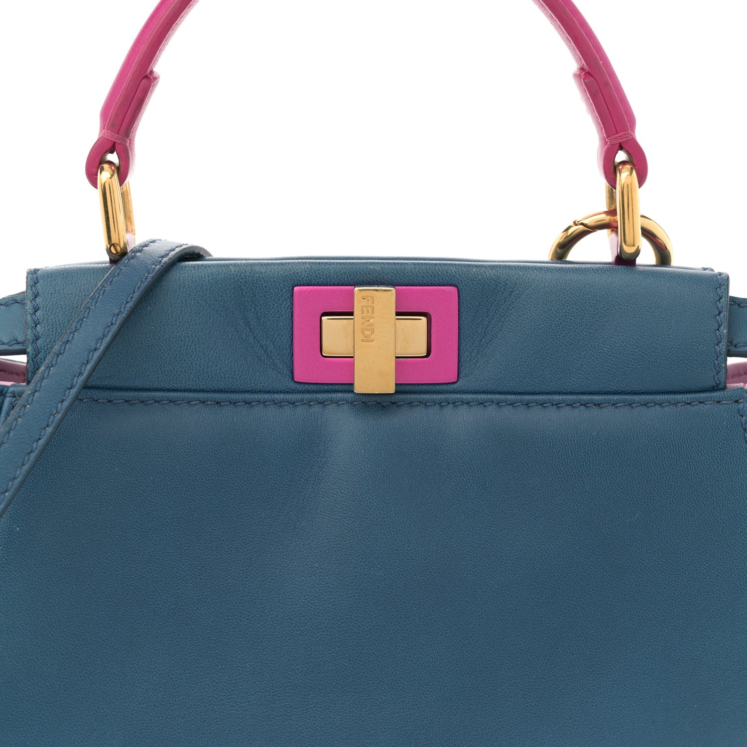 Fendi Nappa Colorblock Mini Peekaboo Iconic Satchel Iris Magenta Bubblegum 8 of 12