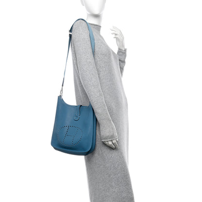 Hermes Taurillon Clemence Evelyne III PM Blue Jean 2 of 11