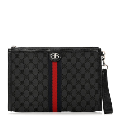Gucci X BALENCIAGA BB Supreme Monogram Web Ophidia Laptop Pouch Black 1 of 7