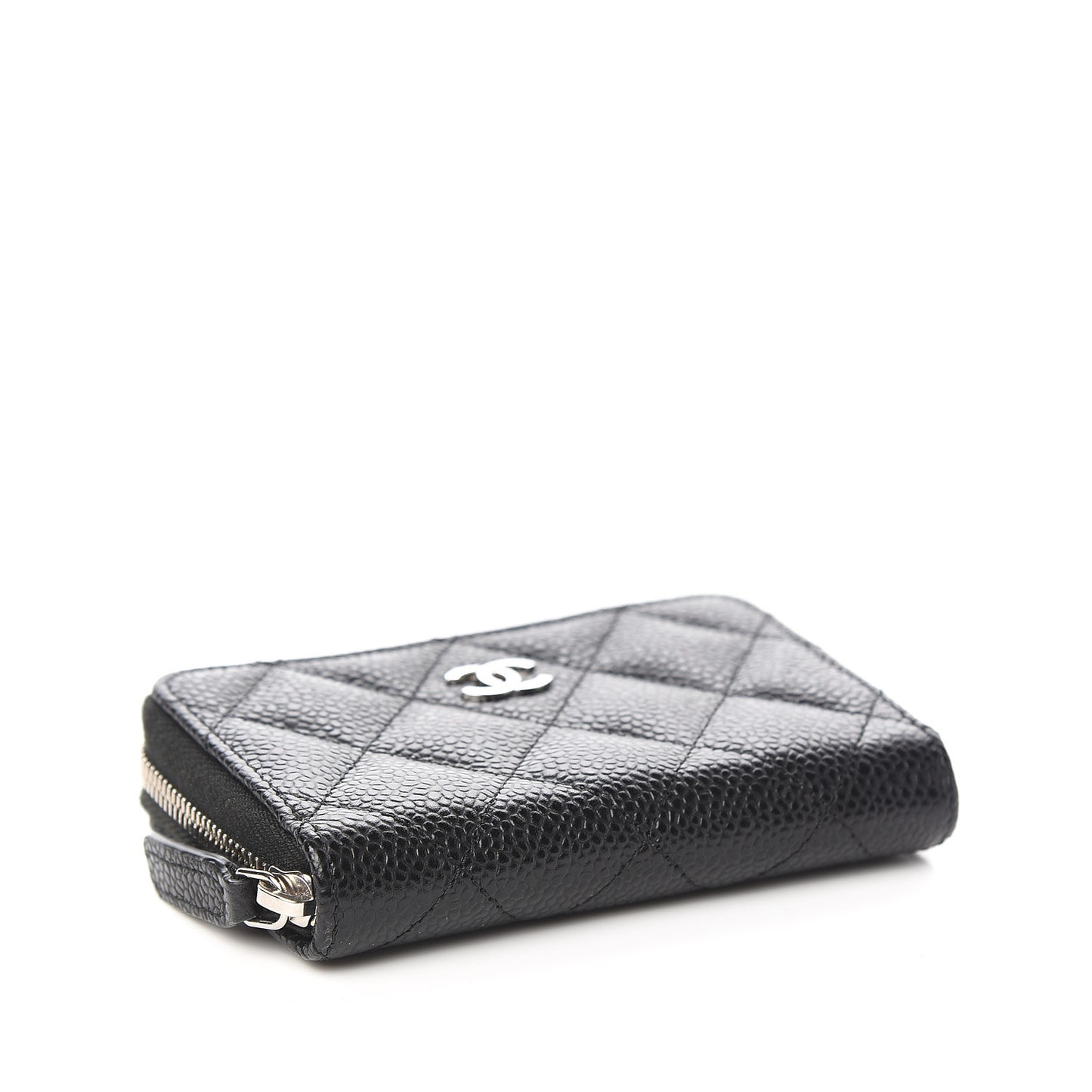 Caviar Quilted Zip Coin Purse Black