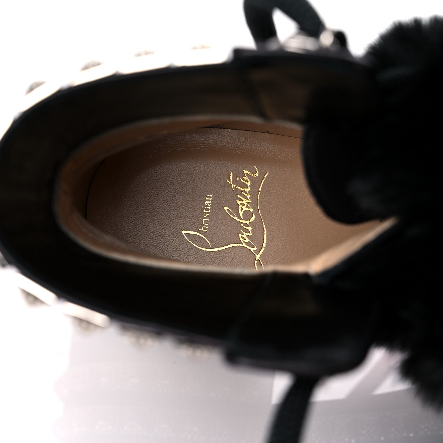 Christian Louboutin Calfskin Studded Shearling Yeti Donna Boots 36 Black 8 of 9
