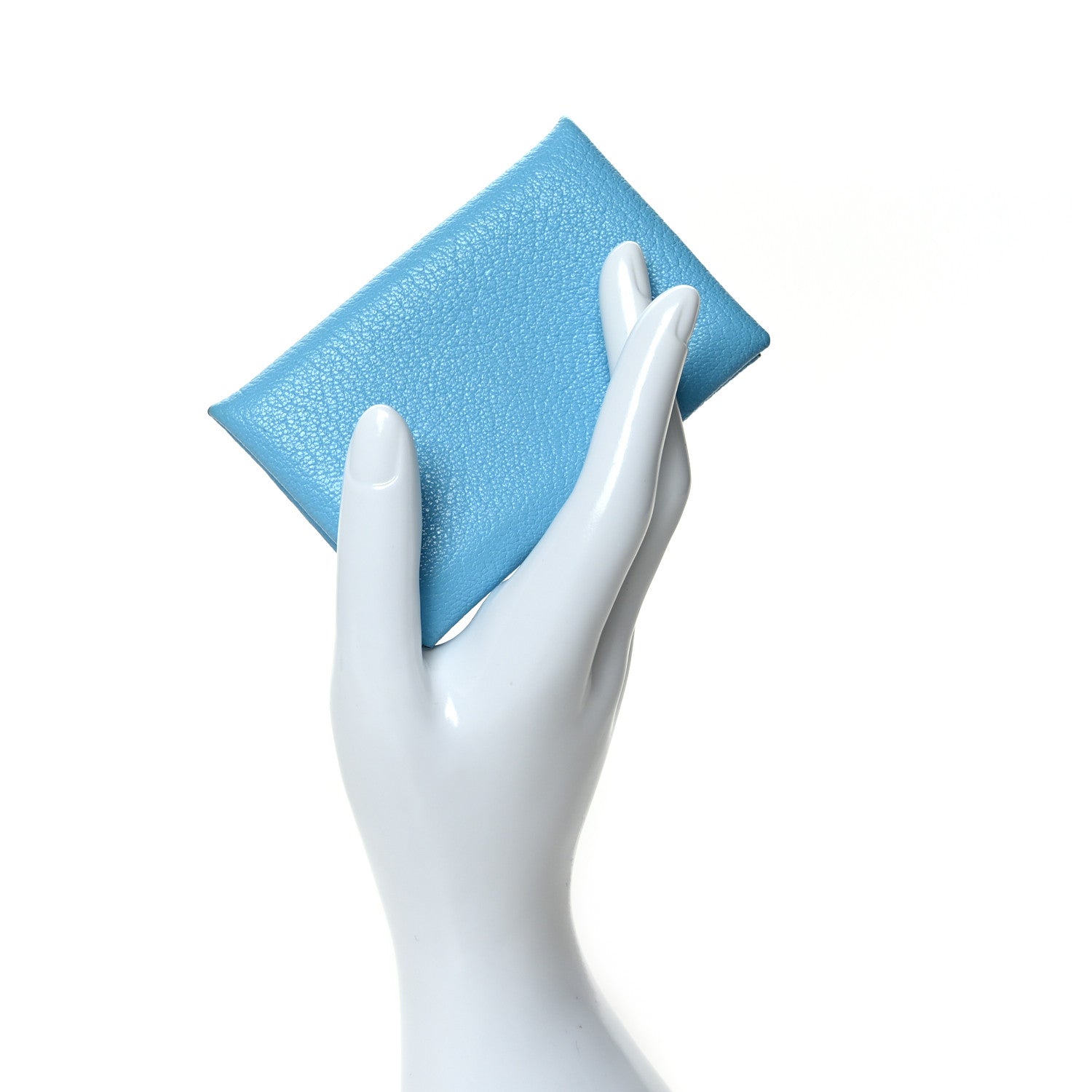 Hermes Chevre Mysore Verso Calvi Card Case Celeste Kraft 2 of 8