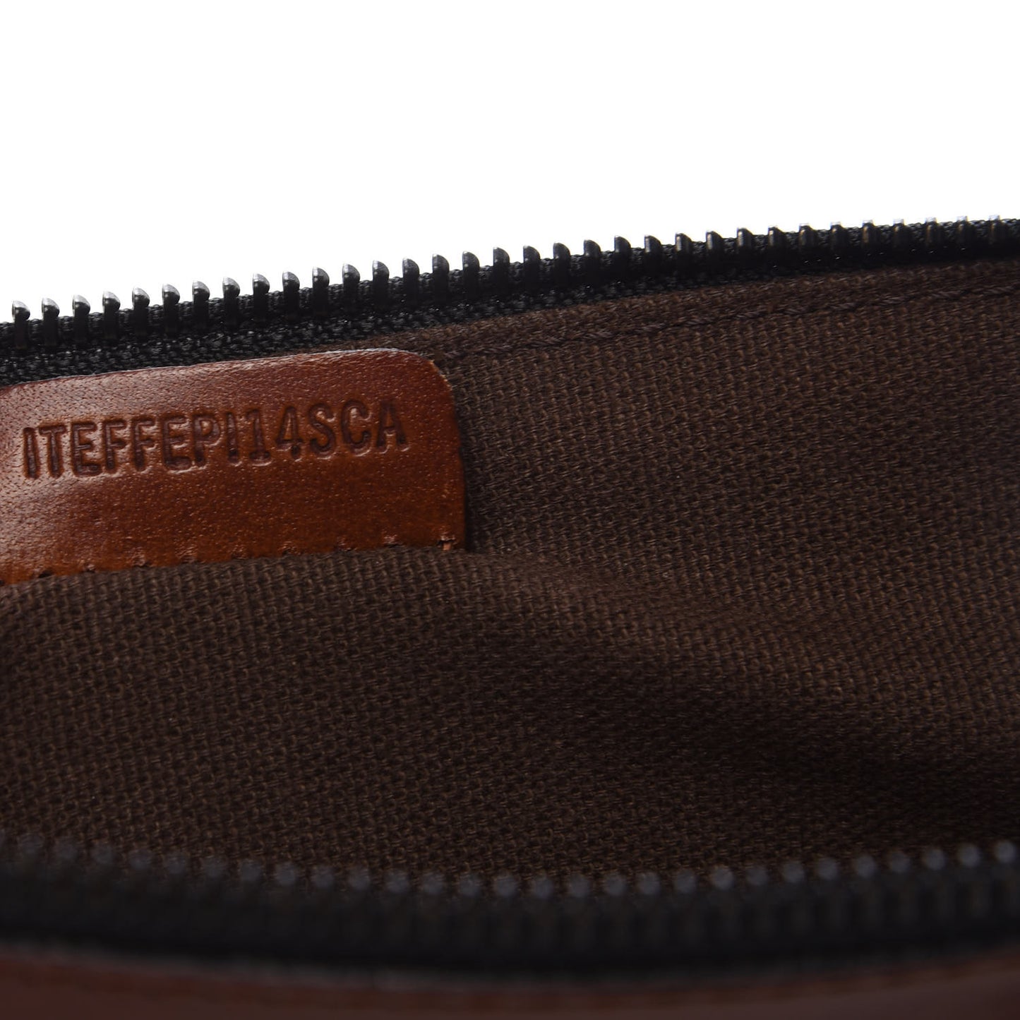 Bridle Calfskin House Check Zip Pouch Dark Tan