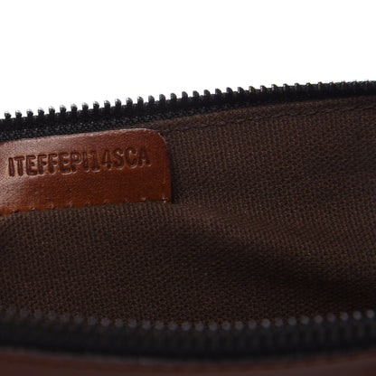 Burberry Bridle Calfskin House Check Zip Pouch Dark Tan 8 of 10
