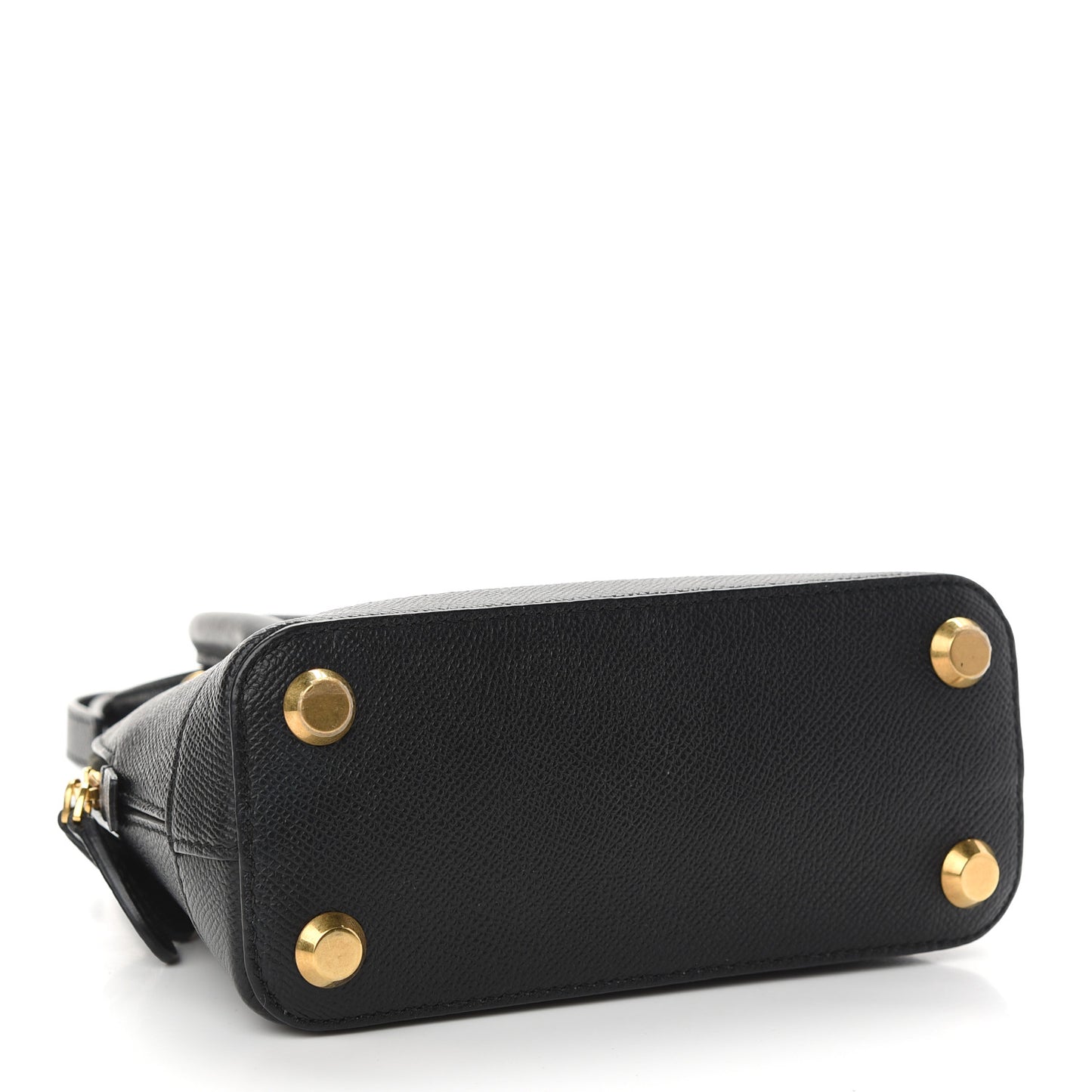 Signature Grained Calfskin XXS Ville Top Handle Bag Black White