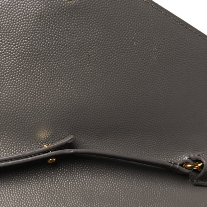 Saint Laurent Grain De Poudre Matelasse Chevron Monogram Chain Wallet Fog 12 of 12