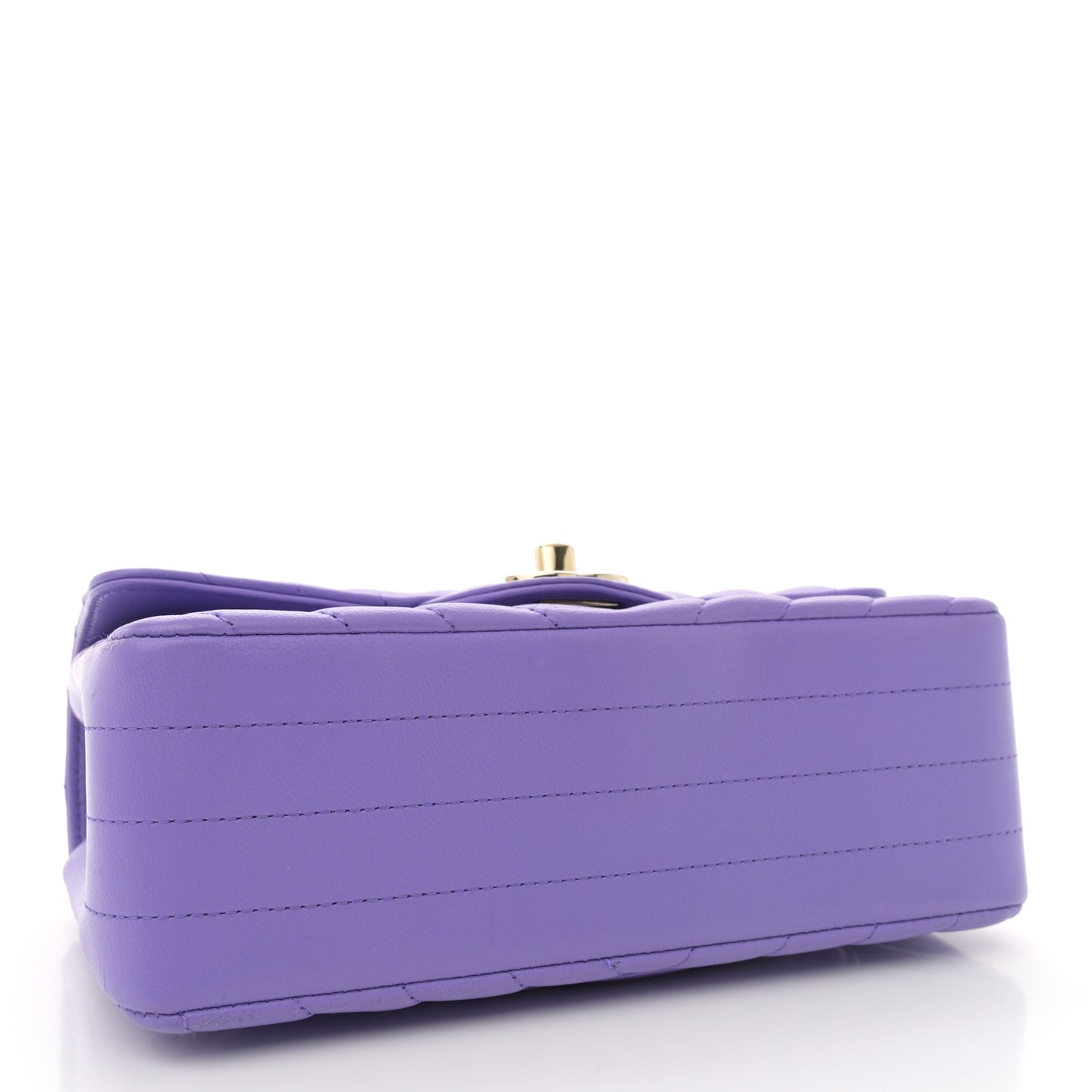 Lambskin Chevron Quilted Mini Rectangular Flap Purple