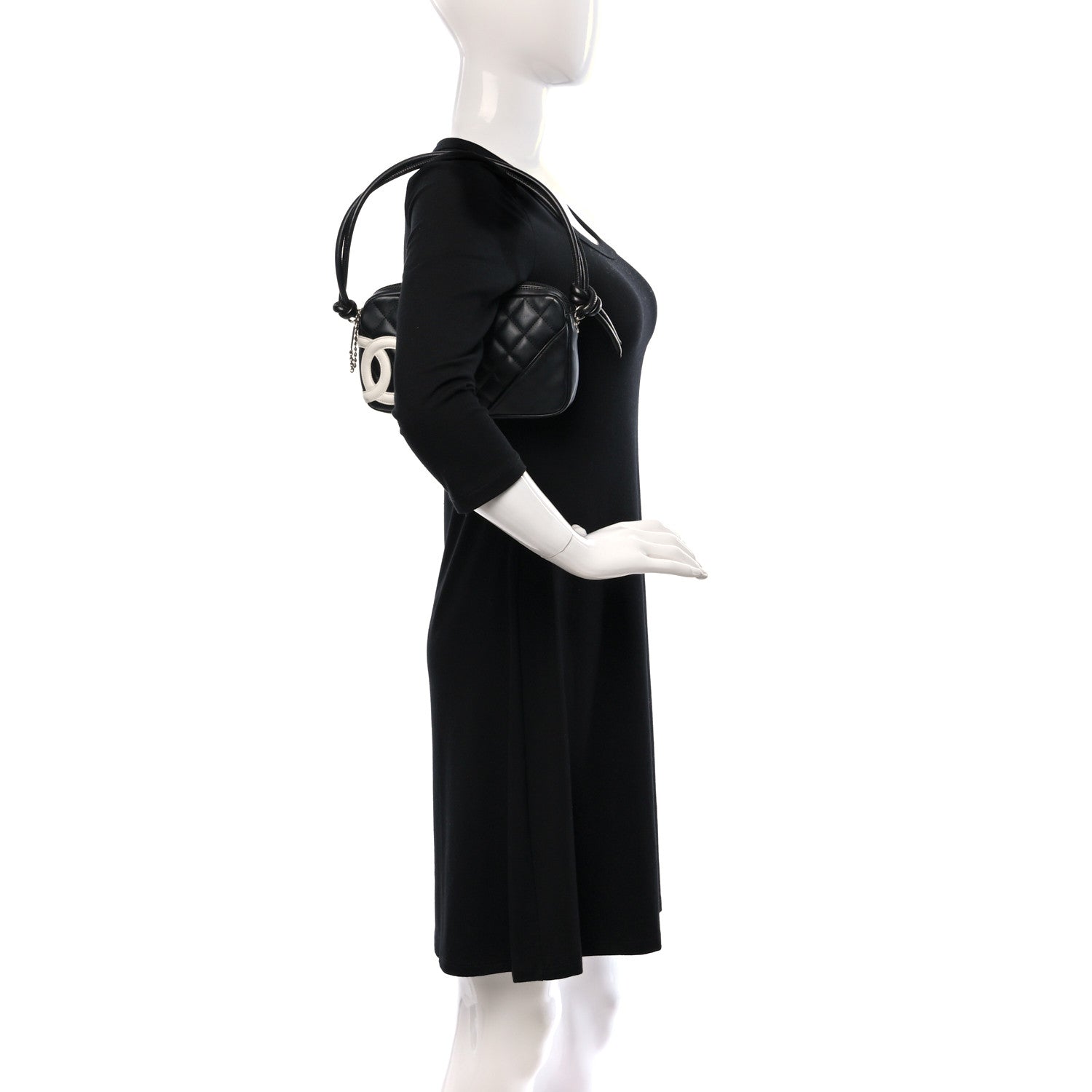 Chanel Calfskin Quilted Cambon Pochette Black White 2 of 9