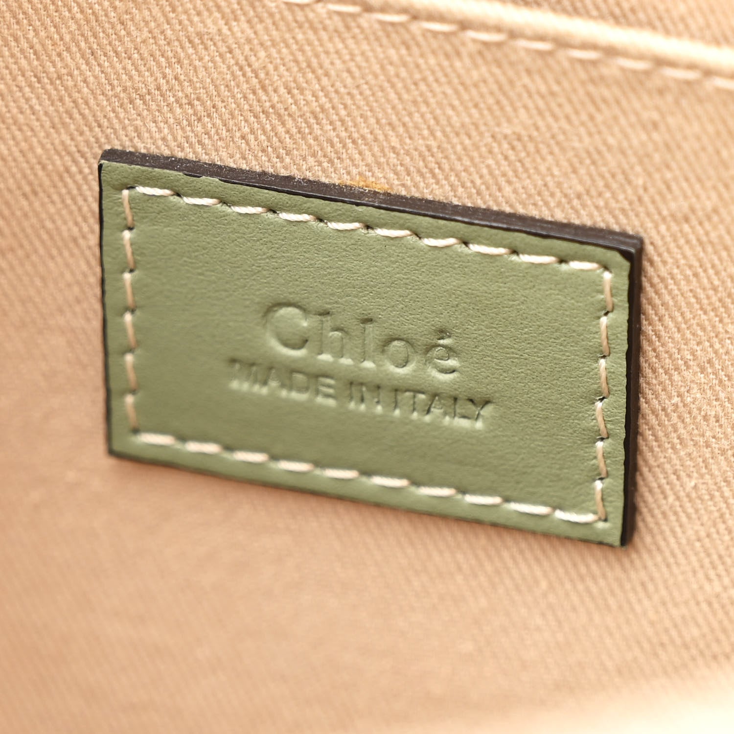 Chloe Cotton Calfskin Medium Woody Ribbon Tote White Green 6 of 10