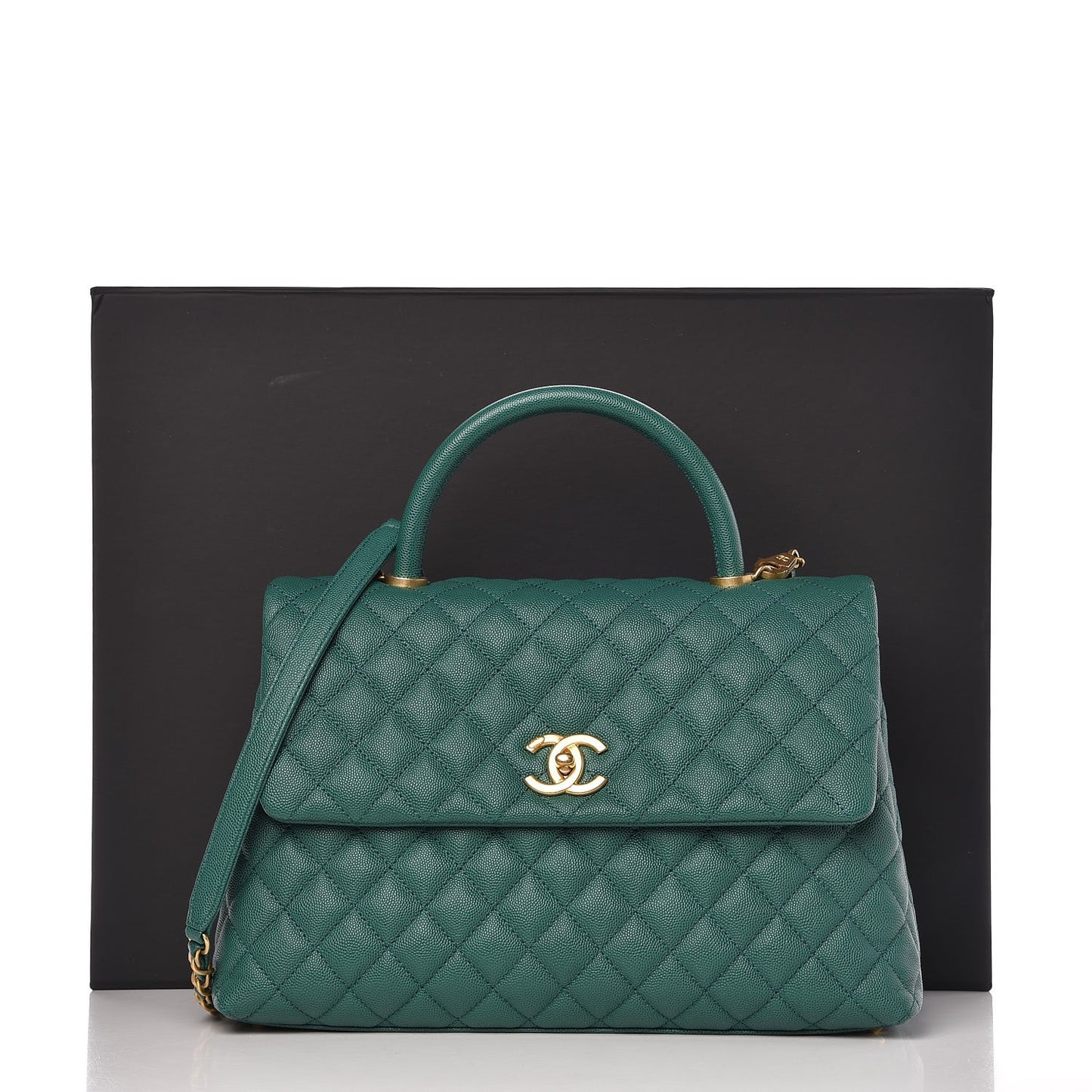 Caviar Quilted Medium Coco Handle Flap Green
