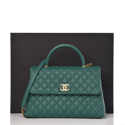 Chanel Caviar Quilted Medium Coco Handle Flap Green 9 of 9