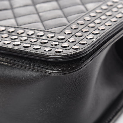 Chanel Faded Calfskin Quilted Medium Studded Boy Flap Black 10 of 18