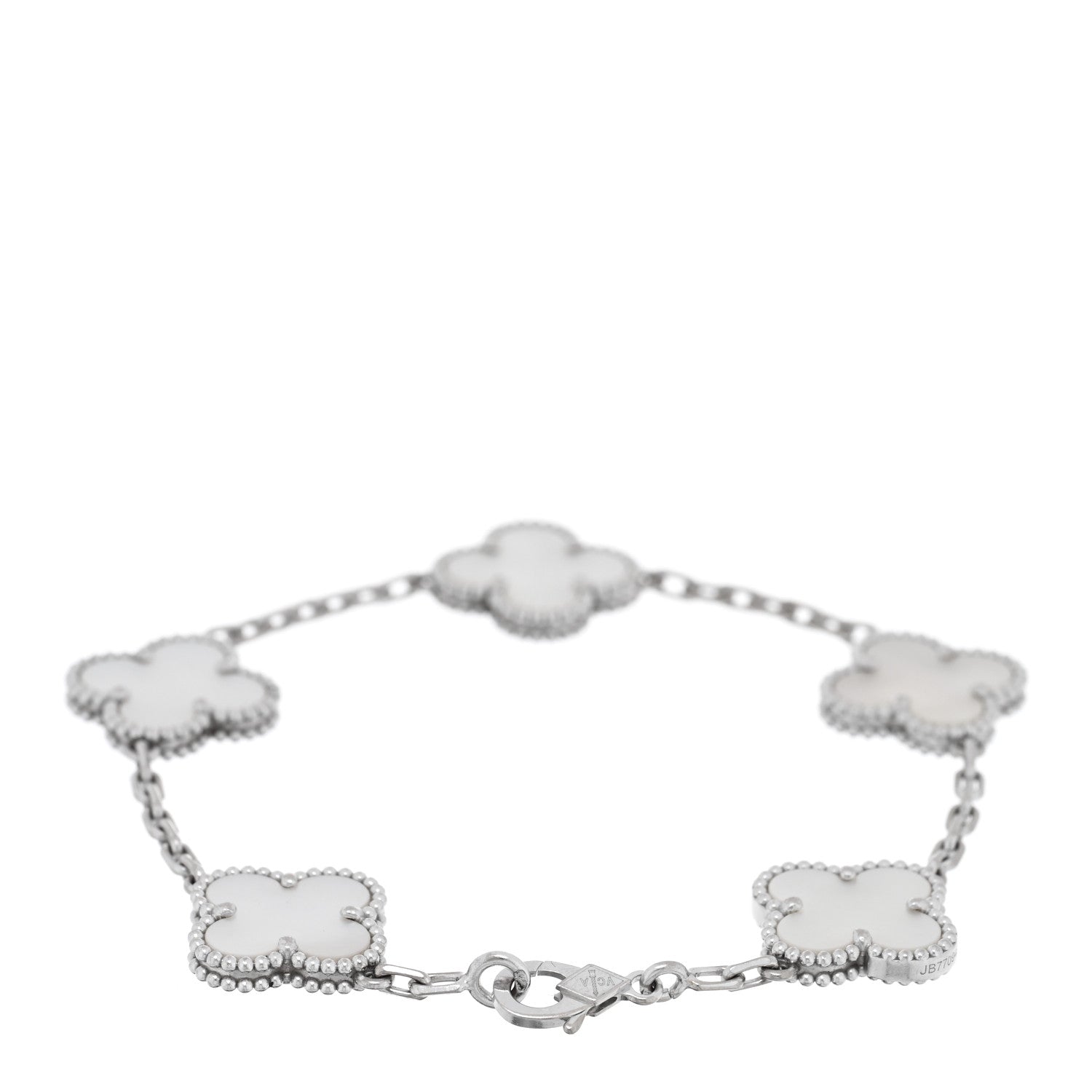 Van Cleef & Arpels 18K White Gold Mother of Pearl 5 Motifs Vintage Alhambra Bracelet 2 of 4
