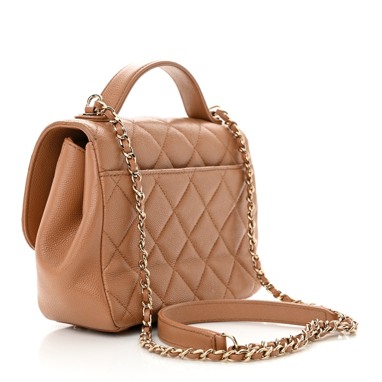Caviar Quilted Small Business Affinity Flap Camel