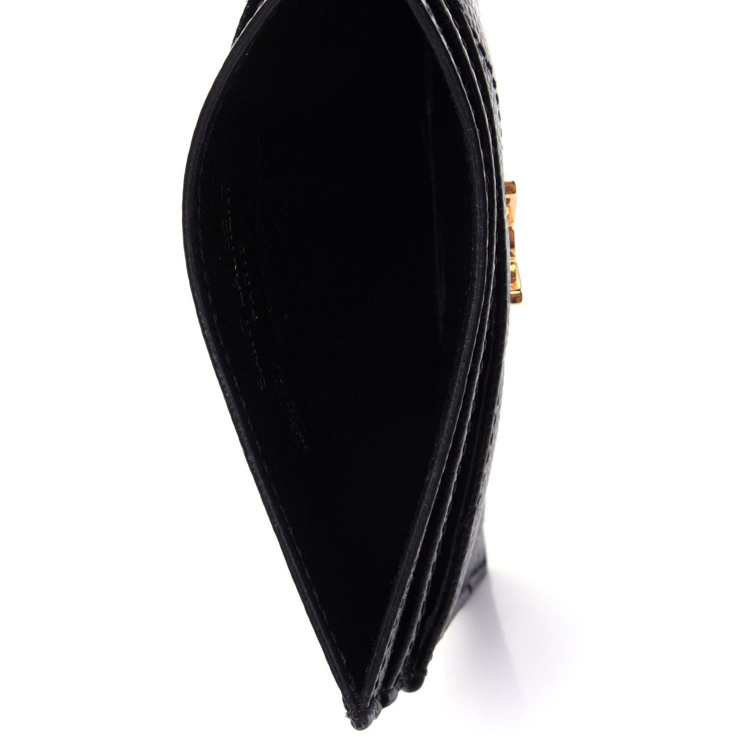 Saint Laurent Grain De Poudre Matelasse Chevron Monogram Credit Card Case Black 4 of 4