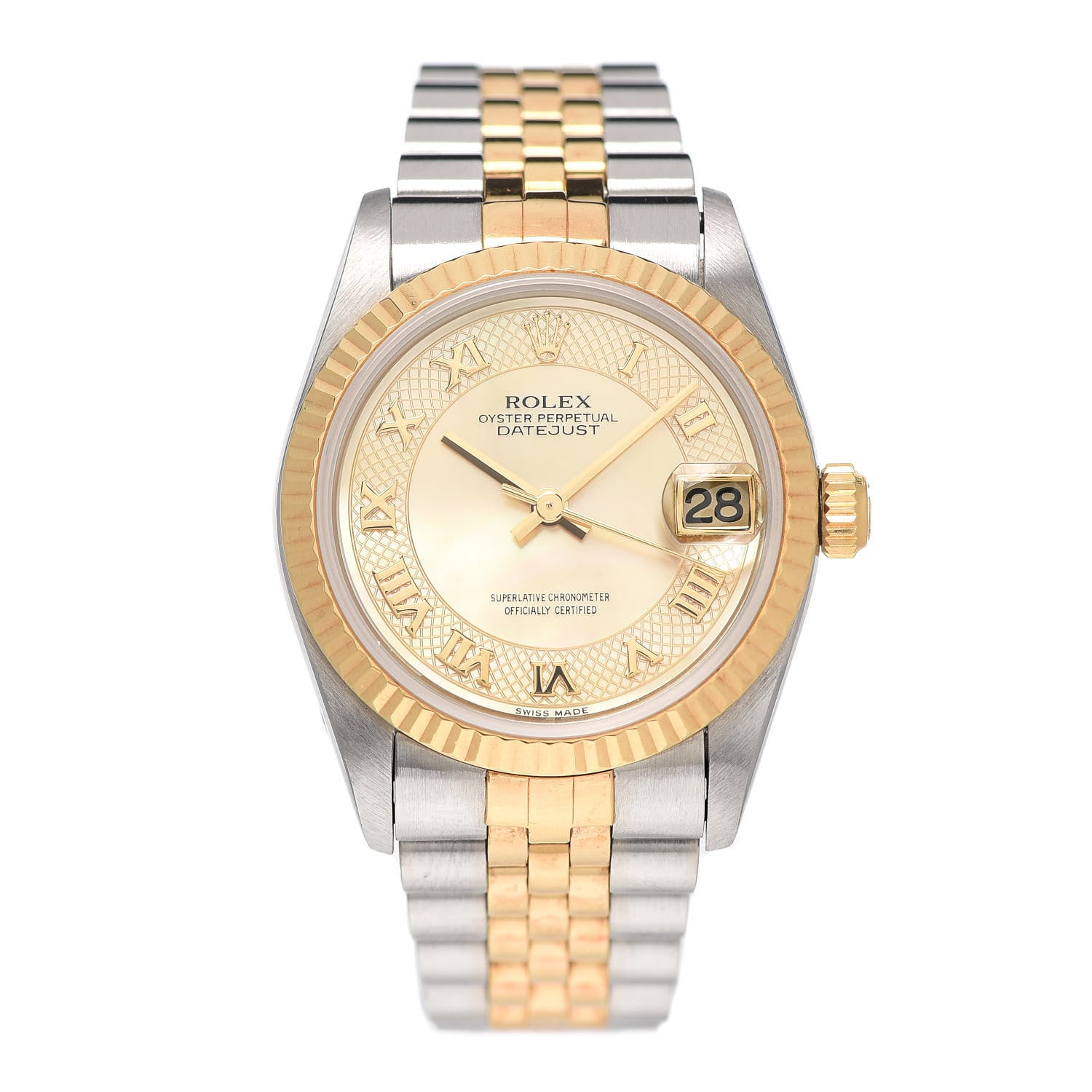 Rolex Stainless Steel 18K Yellow Gold Mother of Pearl 31mm Oyster Perpetual Datejust Watch Decorated Champagne Roman 78273 1 of 5