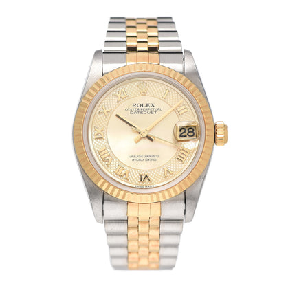Rolex Stainless Steel 18K Yellow Gold Mother of Pearl 31mm Oyster Perpetual Datejust Watch Decorated Champagne Roman 78273 1 of 5