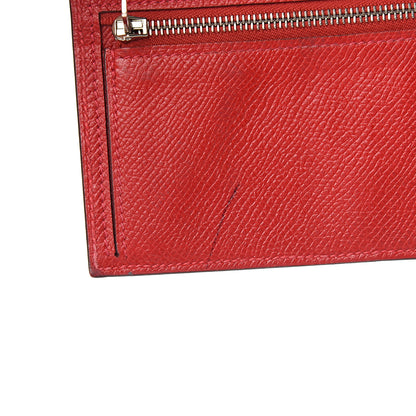 Hermes Epsom Bearn Gusset Wallet Rouge Casaque 7 of 13