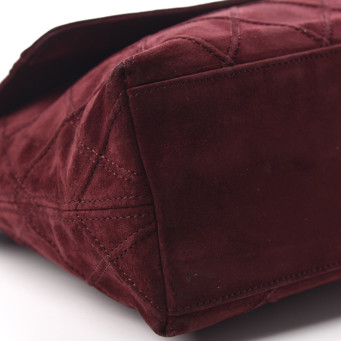 Suede Diamond Stitch Flap Bag Burgundy