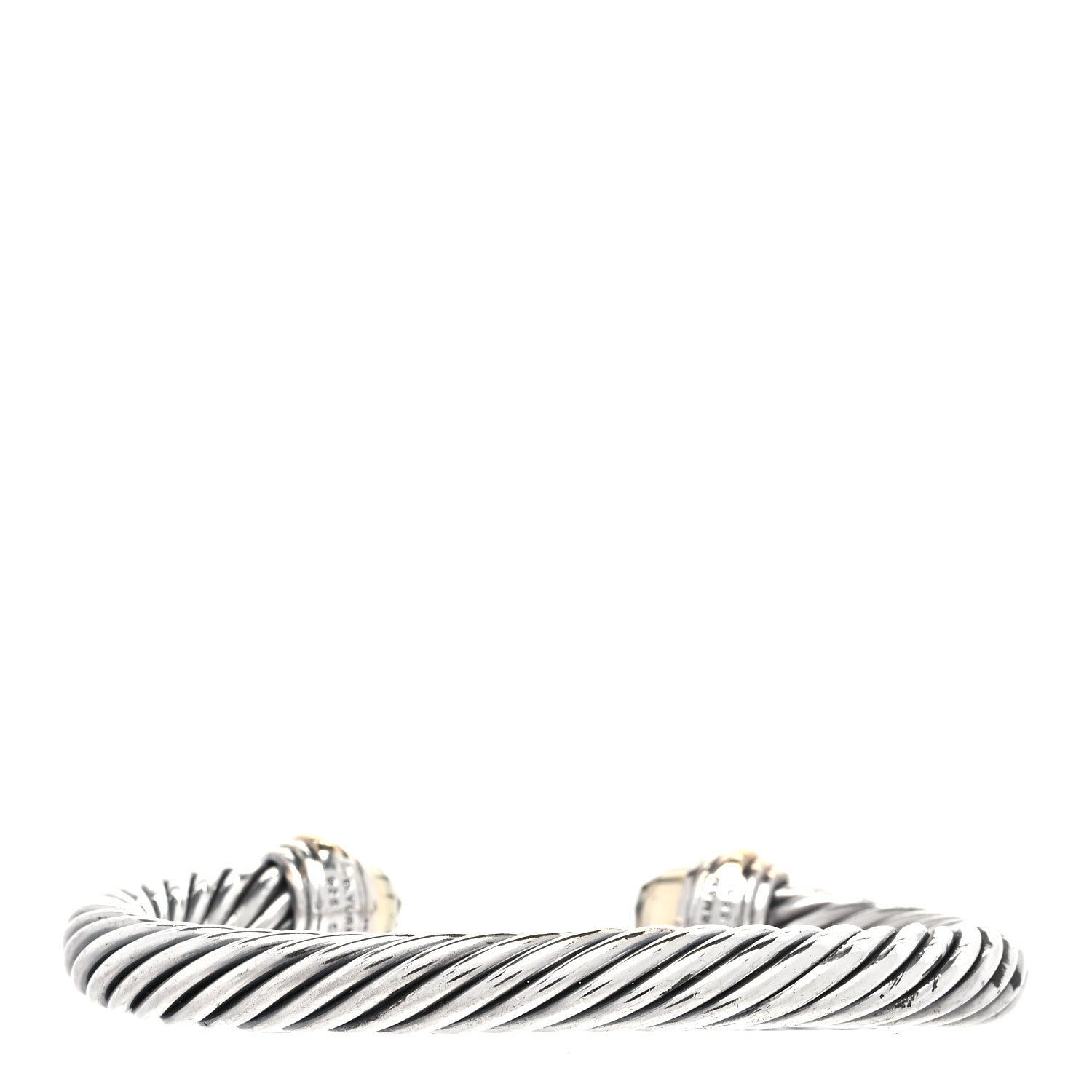 David Yurman Sterling Silver 14K Yellow Gold Prasiolite 7mm Cable Classics Bracelet 3 of 4