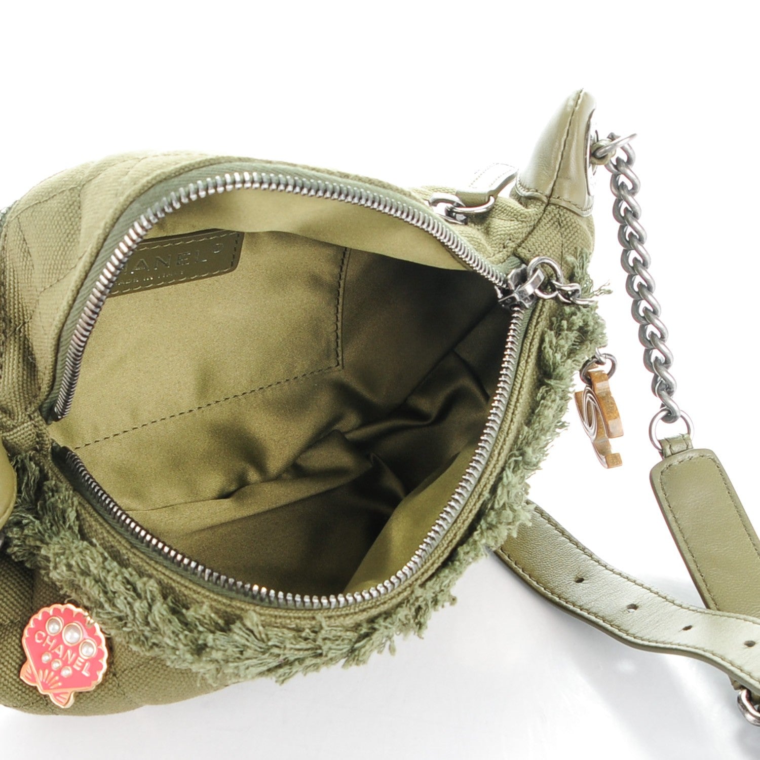 Chanel Canvas Lambskin Quilted Coco Cuba Charms Waist Bag Khaki 6 of 8