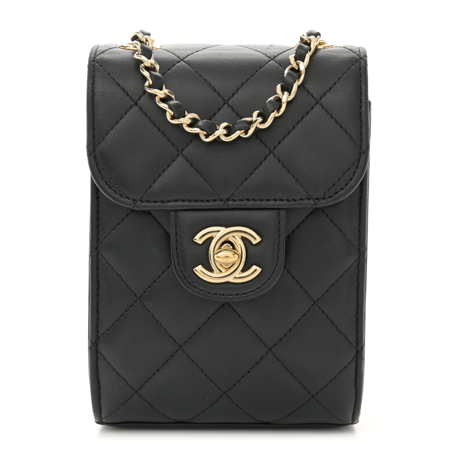 Chanel Lambskin Quilted Extra Mini Wallet On Chain WOC Black 1 of 11