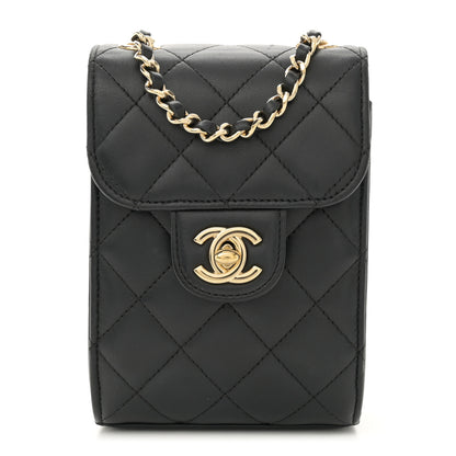 Chanel Lambskin Quilted Extra Mini Wallet On Chain WOC Black 1 of 11