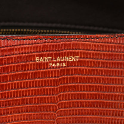 Saint Laurent Lizard Degrade Carre Satchel Brown Red 11 of 12