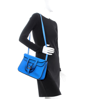 Hermes Taurillon Clemence Halzan 31 GM Bleu Hydra 2 of 8