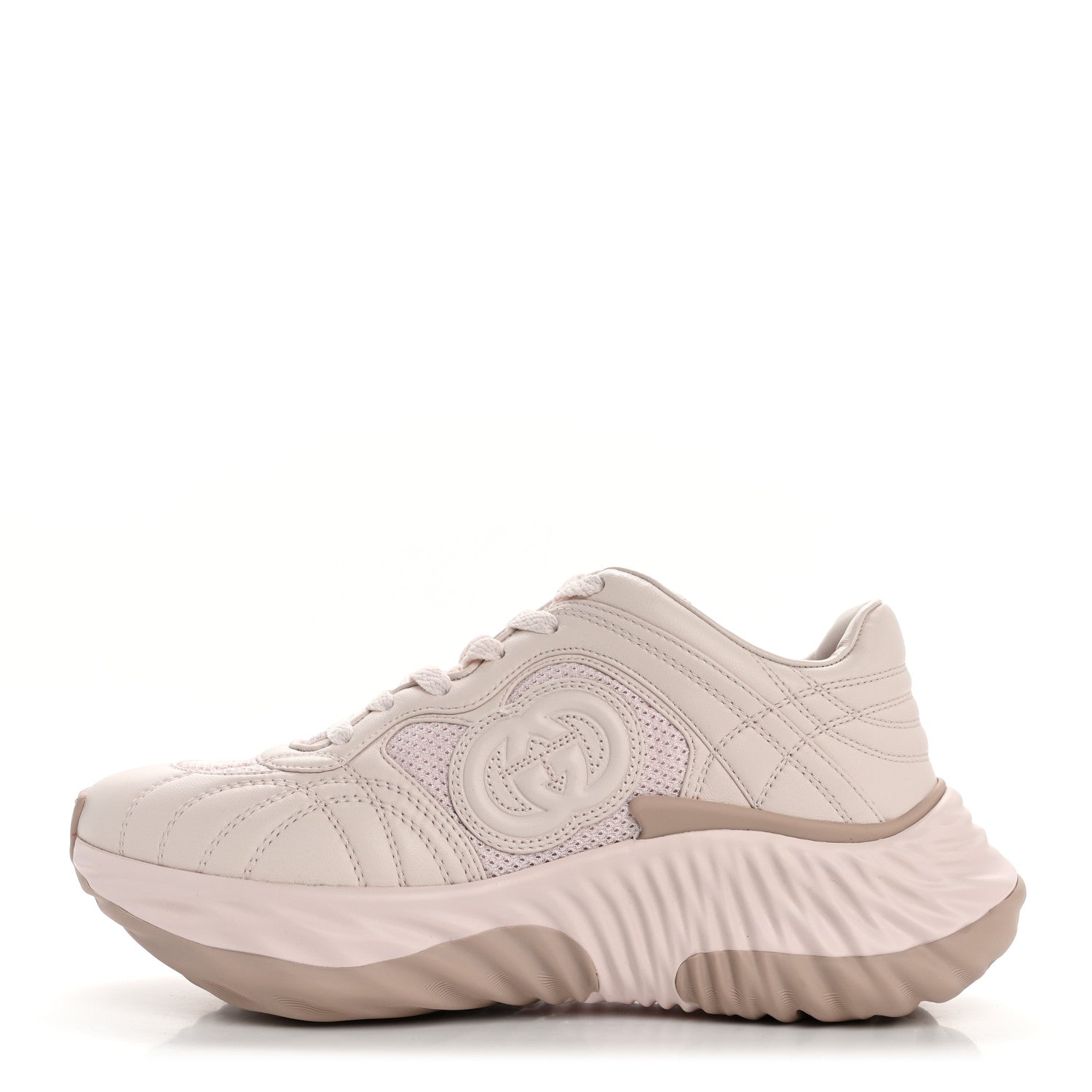 Gucci Calfskin Interlocking G Ripple Womens Platform Sneakers 36 Light Pink 1 of 10