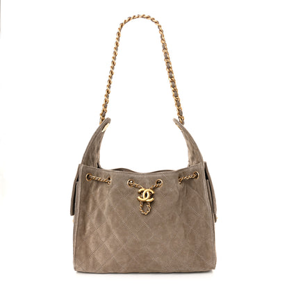 Chanel Suede Quilted Small Chanel 25 Handbag Dark Grey 1 of 11