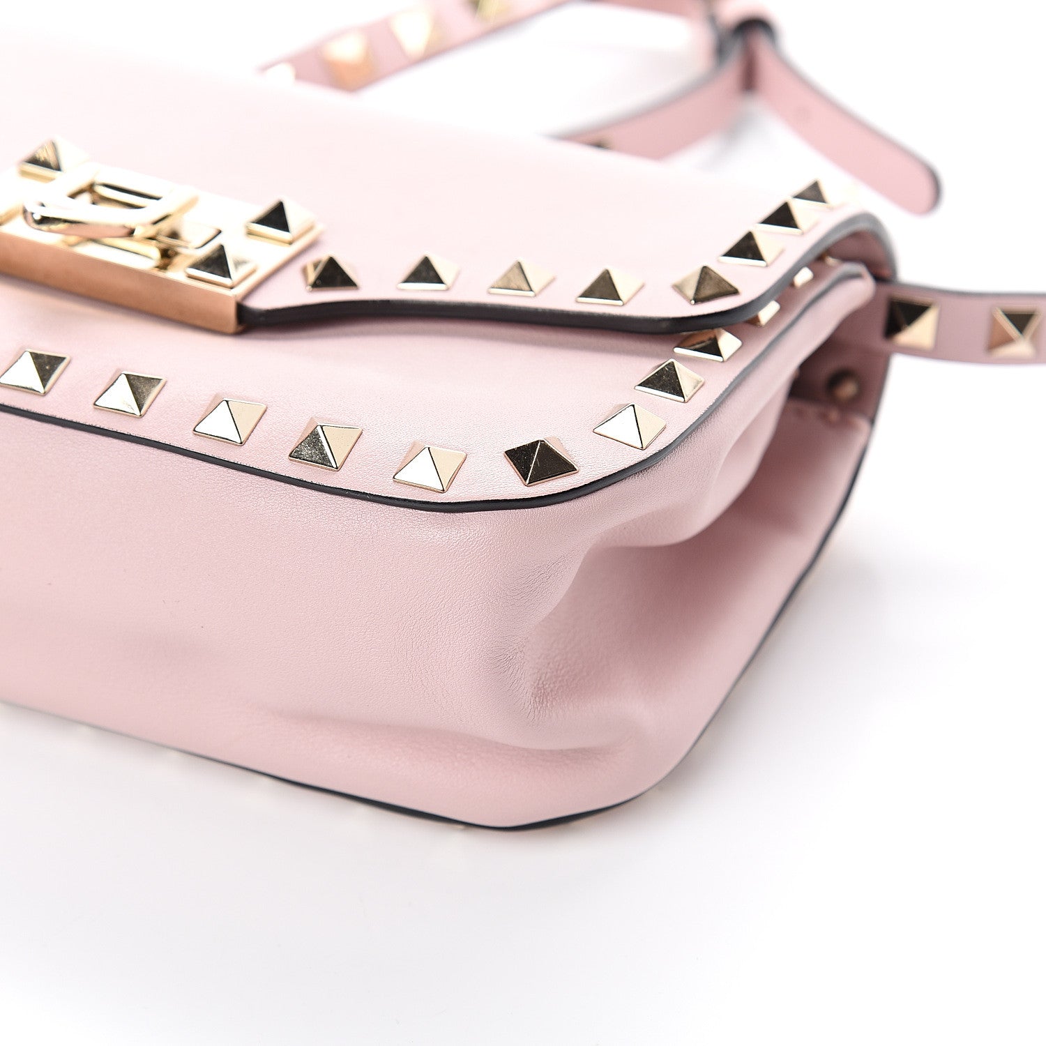 Valentino Garavani Vitello Mini Rockstud Flap Saddle Crossbody Bag Water Rose 7 of 7
